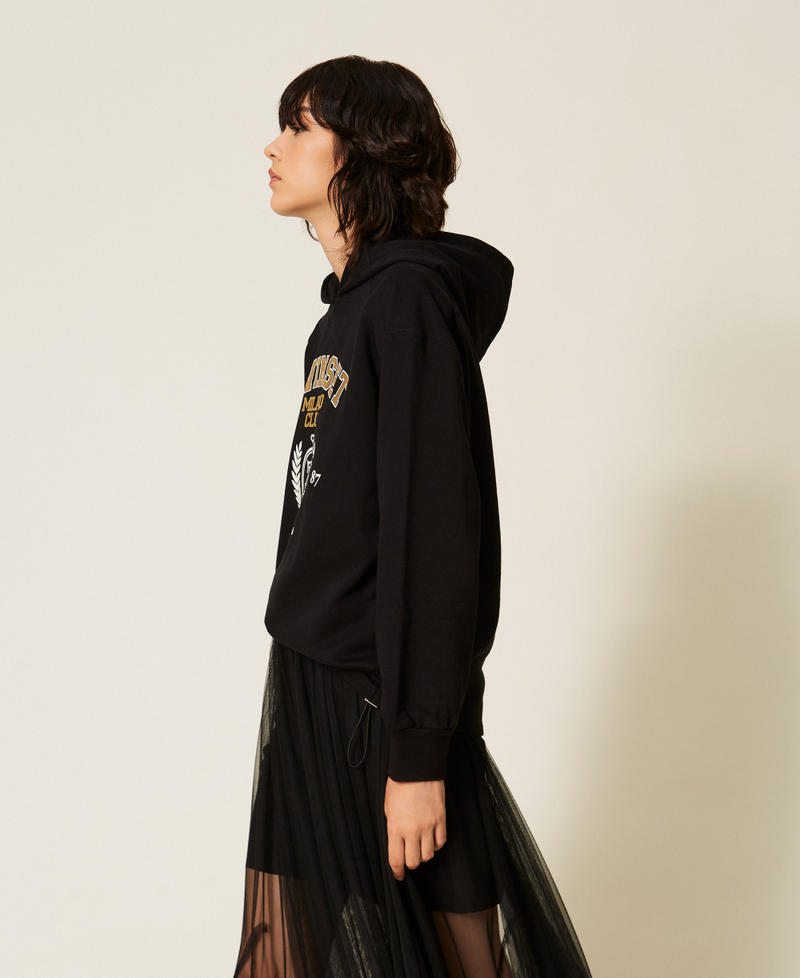 Hoodie with logo print Black Woman 262LI2GEE_00006_02