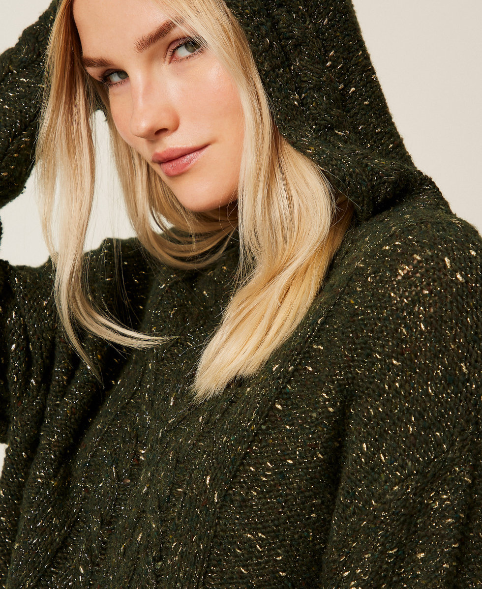 Pull en laine m&eacute;lang&eacute;e avec lurex Multicolore Vert &laquo;&nbsp;Deep Forest&nbsp;&raquo;/Vert H&ecirc;tre/Or Clair Femme 252TT3432_12930_04