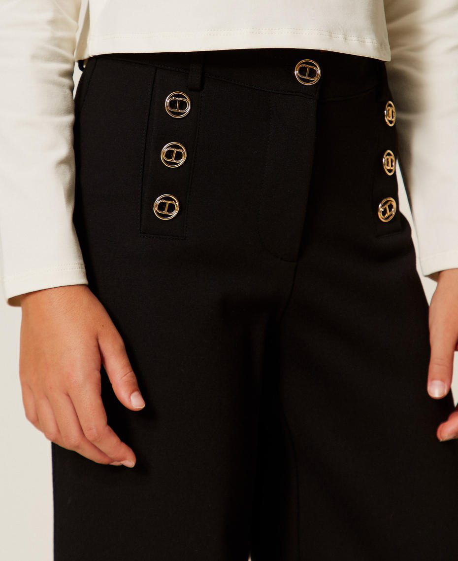 Palazzohose mit „Oval T“-Knöpfen Schwarz Mädchen 252GJ2113_00006_04