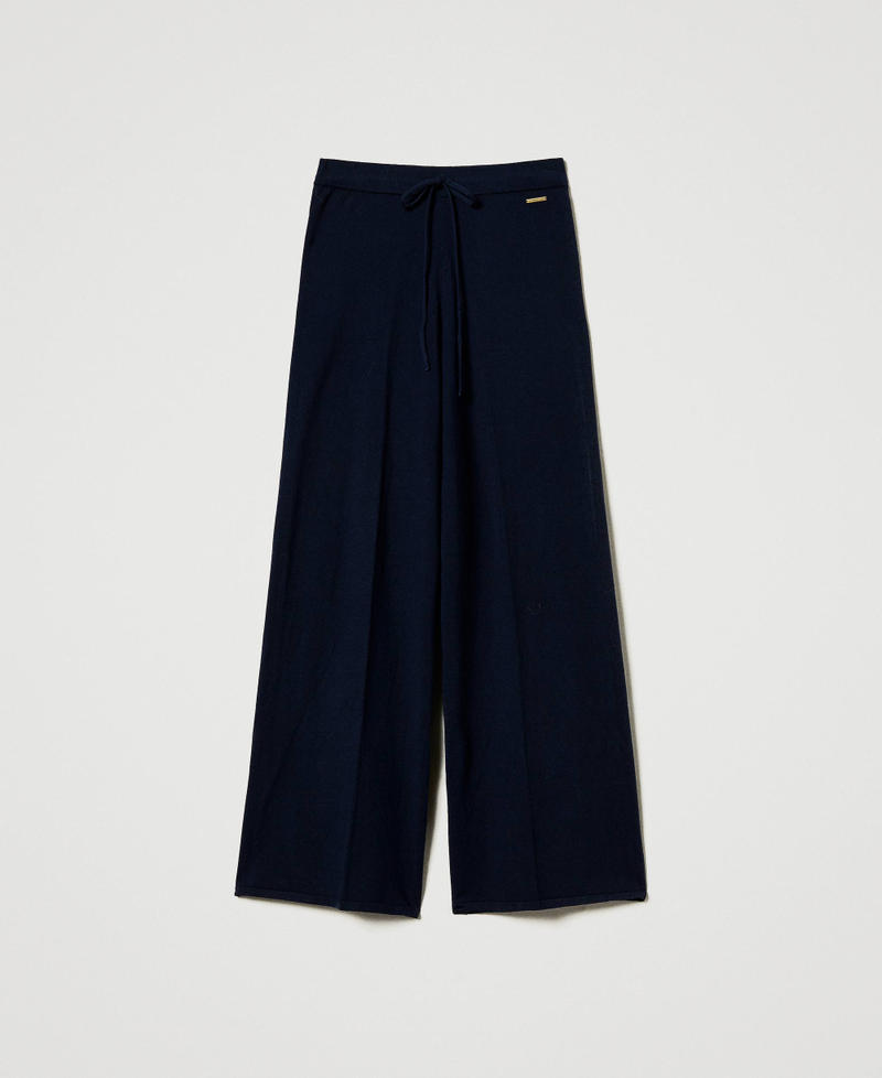 Knit palazzo trousers Blackout Blue Woman 242LL3BBB_00481_S0