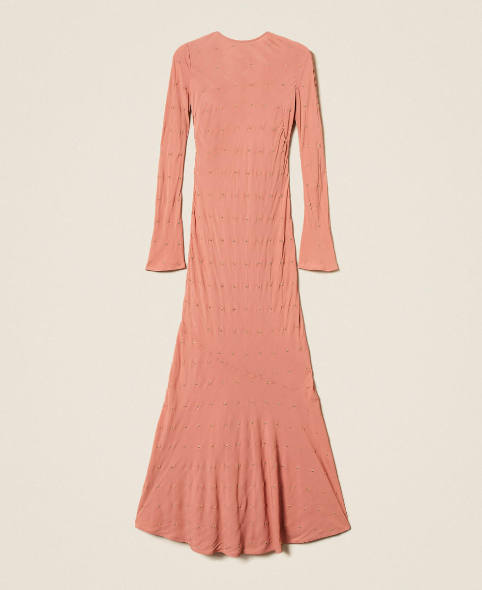 Abito lungo con ricamo lurex e scollatura Marrone "Ruggine" Donna 252TP2035_12608_S0