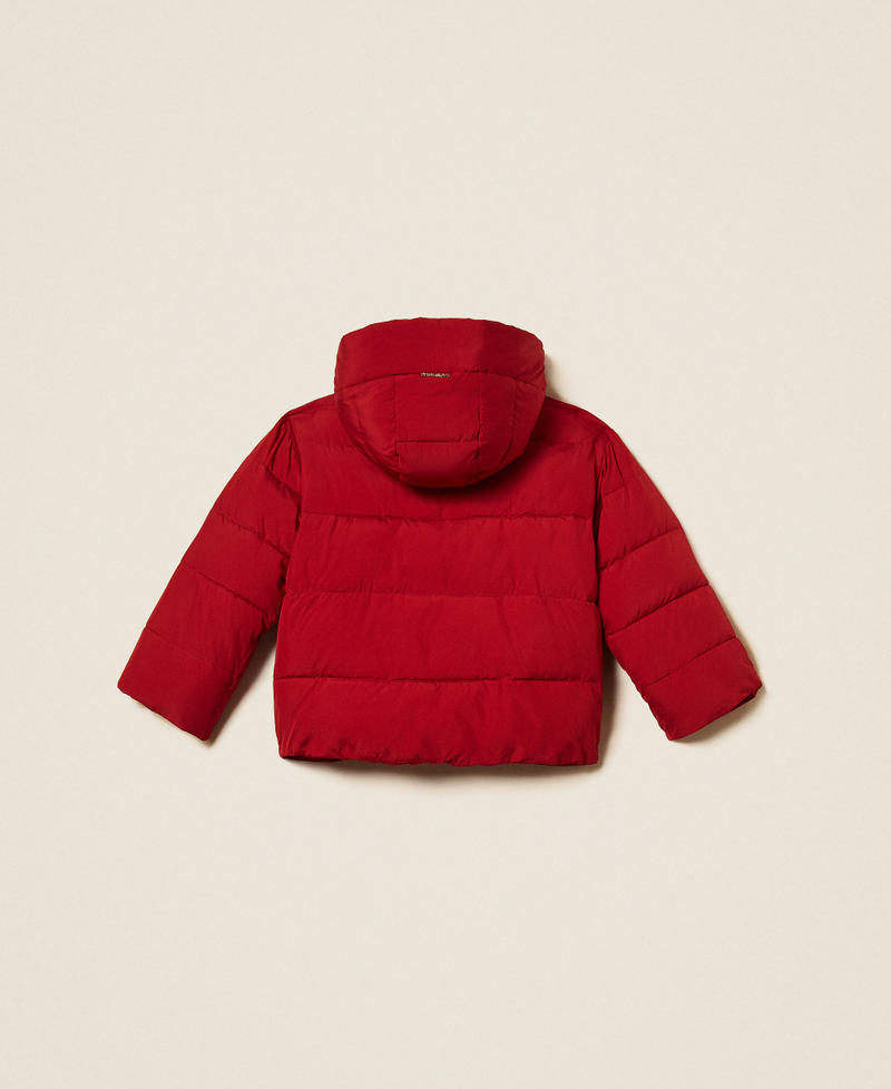 Short puffer jacket with faux fur Red Ruby Girl 262GJ2072_13704_S1