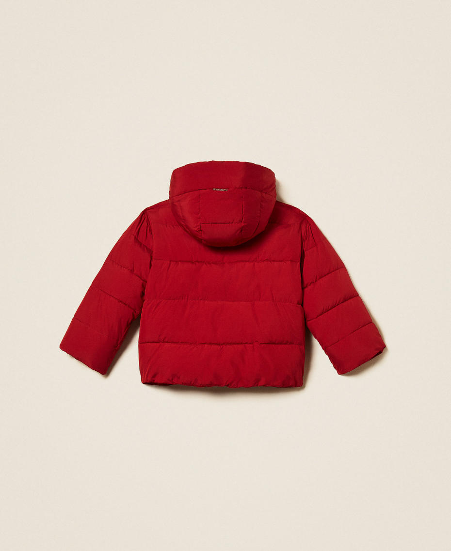 Short puffer jacket with faux fur Red Ruby Girl 262GJ2072_13704_S1