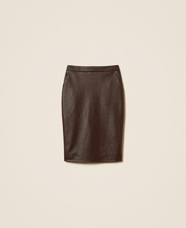 Faux leather midi skirt