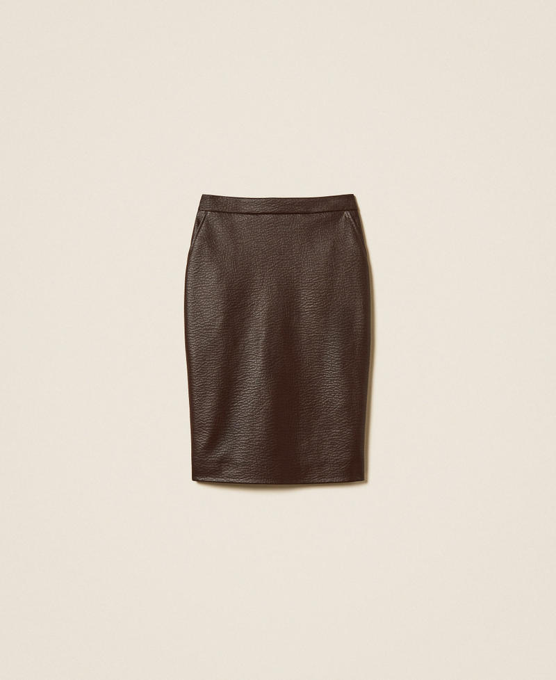 Faux leather midi skirt Chocolate Plum Woman 262AP2293_13655_S0