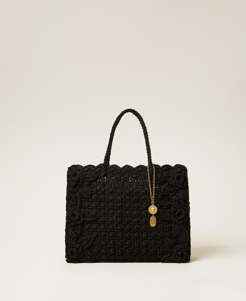 Crochet shopper bag with charms Black Woman 261TB7510_00006_01