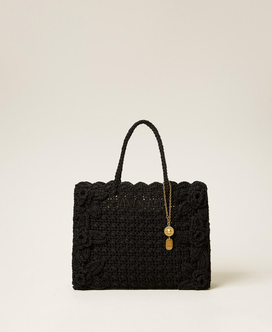Crochet shopper bag with charms Black Woman 261TB7510_00006_01