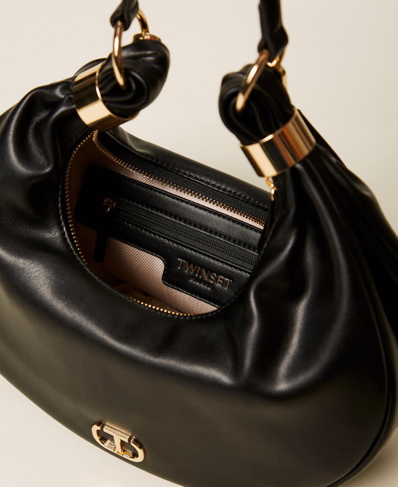 'Eclipse' hobo bag with rings and shoulder strap Black Woman 252TB7090_00006_04