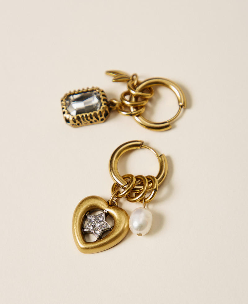 Hoop earrings with pendants Natural Old Gold Woman 262TO5391_13015_02