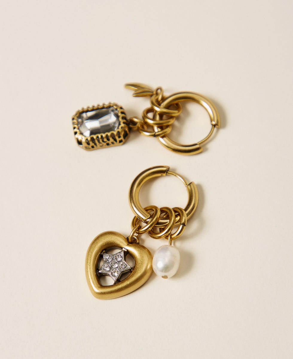 Hoop earrings with pendants Natural Old Gold Woman 262TO5391_13015_02