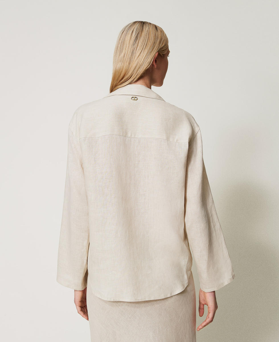 Chemise portefeuille en lin Beige &laquo;&nbsp;Sable Froid&nbsp;&raquo; Femme 251TF2017_07019_04