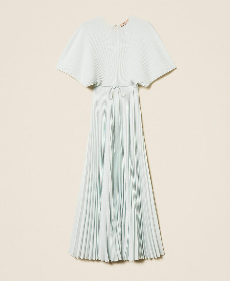 Langes Kleid aus recyceltem Cr&ecirc;pe de Chine "Aqua"-Hellblau Frau 261TP2562_13162_S0