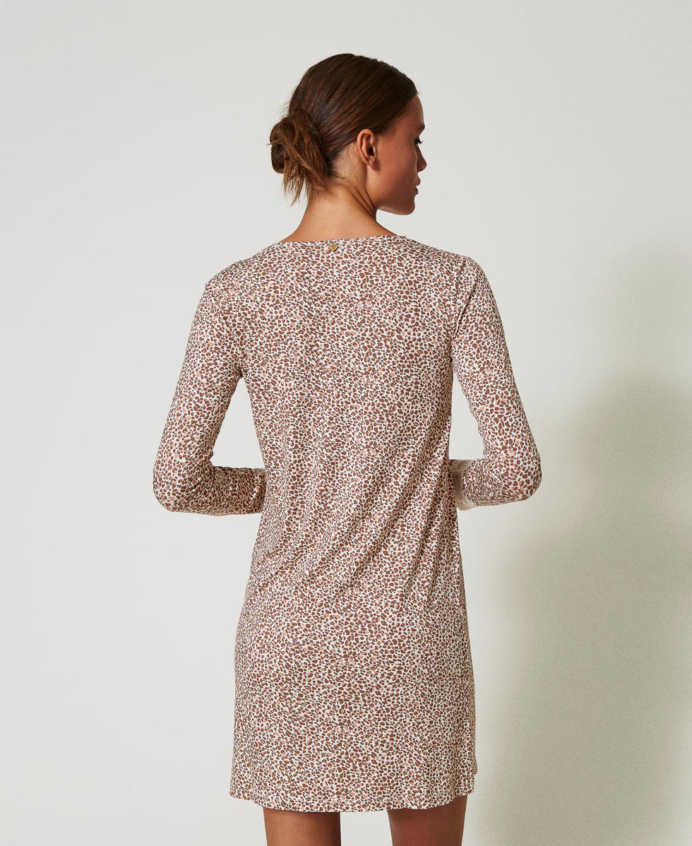 Printed night gown with lace Multicolour Animal Print Woman 242LL2GDD_11994_03