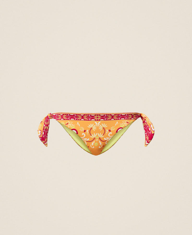 Bikini thong with scarf print Orange Foulard Print Woman 261LBMQ88_13226_S0