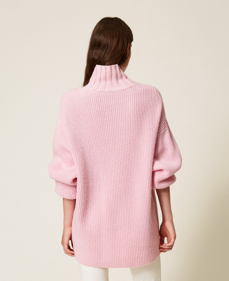 Wool blend turtle neck jumper Fairy Tales Pink Woman 252AT3140_12828_03