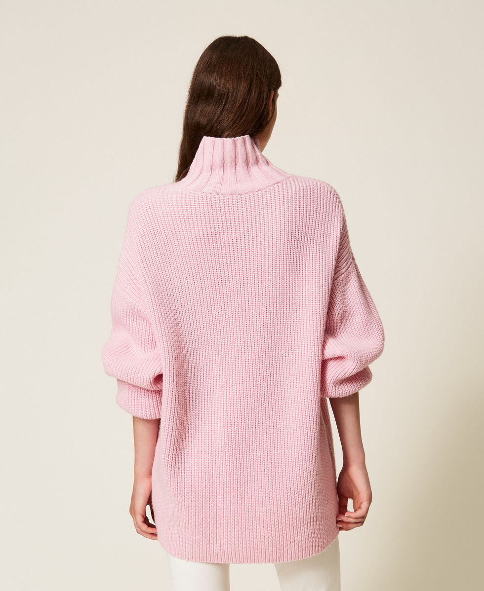 Pull col montant en laine m&eacute;lang&eacute;e Rose &laquo;&nbsp;Fairy Tales&nbsp;&raquo; Femme 252AT3140_12828_03
