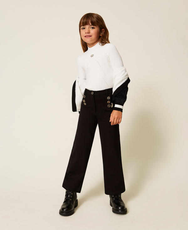 Girls' palazzo trousers with Oval T buttons
