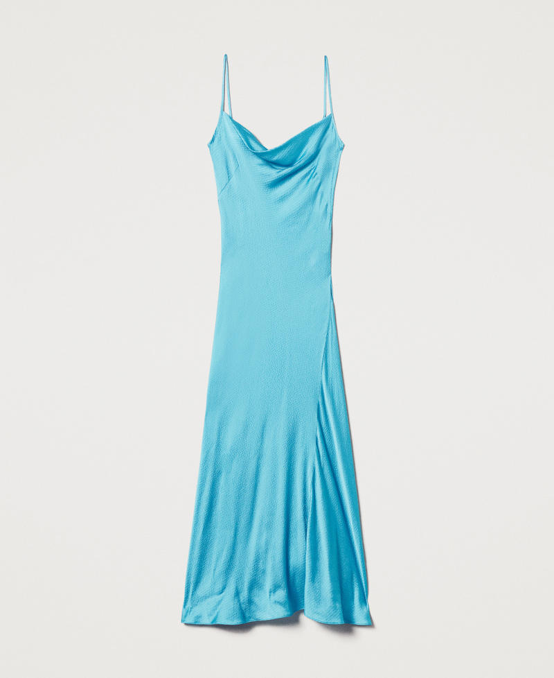 Long fitted dress in satin Light Porcelain Blue Woman 251TT2180_07014_S0