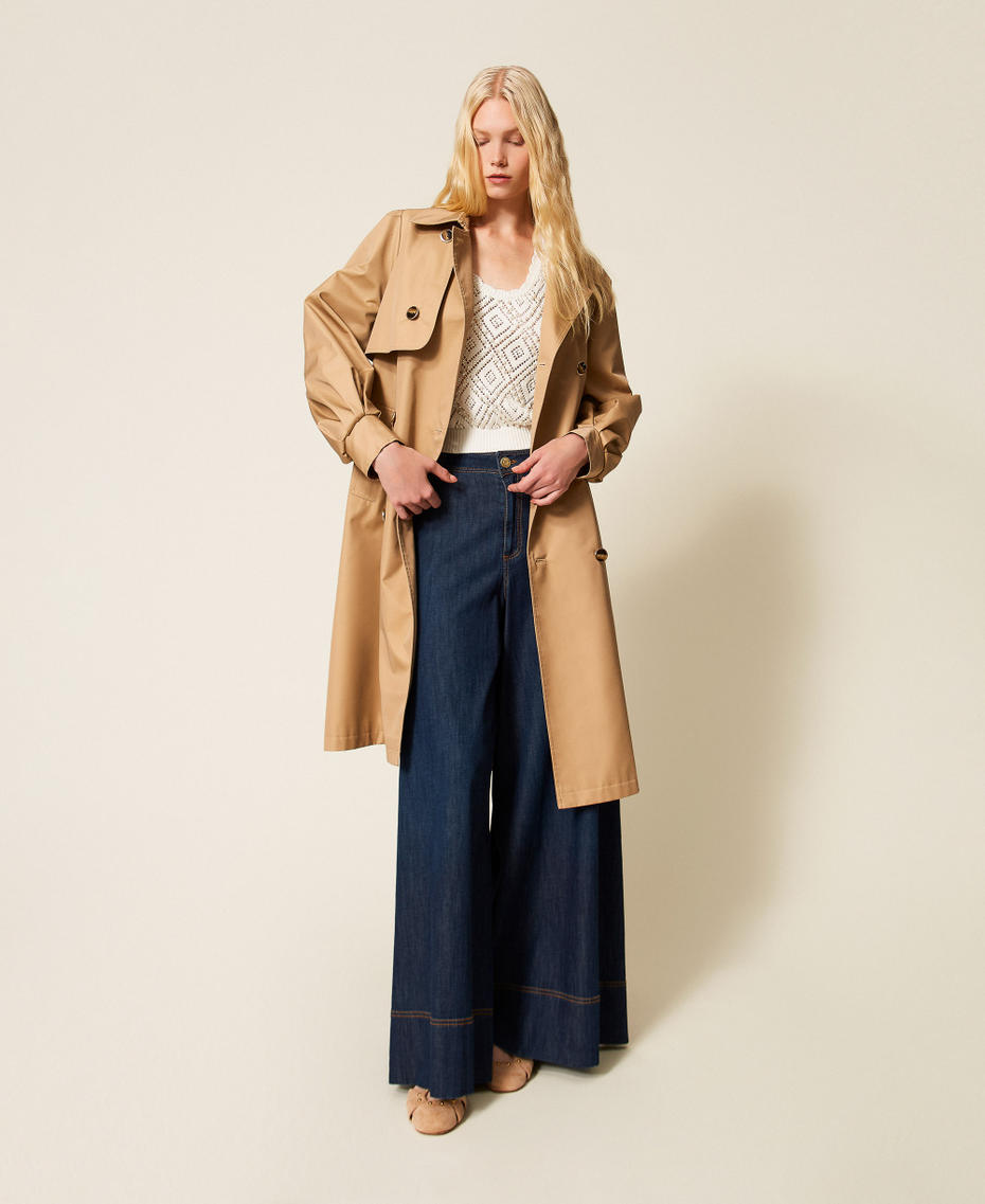 Diamond pattern knit top with pearls Mother Of Pearl Woman 261TP3202_00059_T0