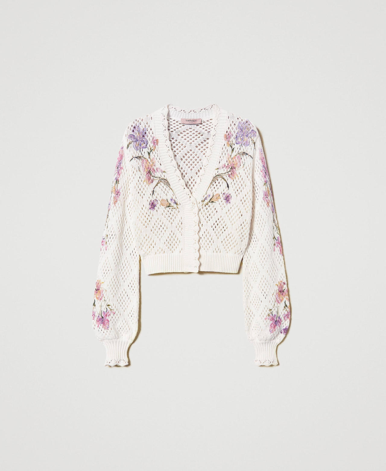 Strickcardigan mit Blumenprint Print Iris Multicolor / Perlmutt Frau 251TP3640_12329_0S