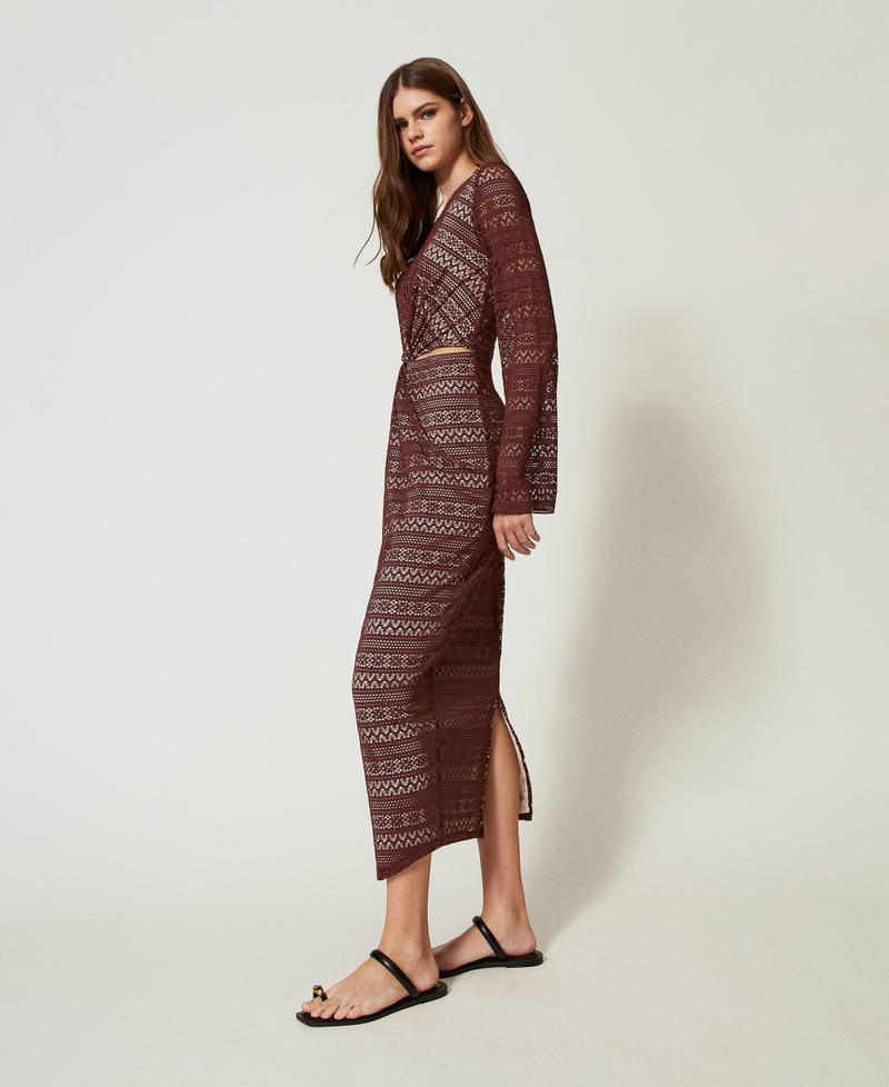 Robe longue en tissu ajouré Brown Stone Femme 251LB2GDD_12133_01