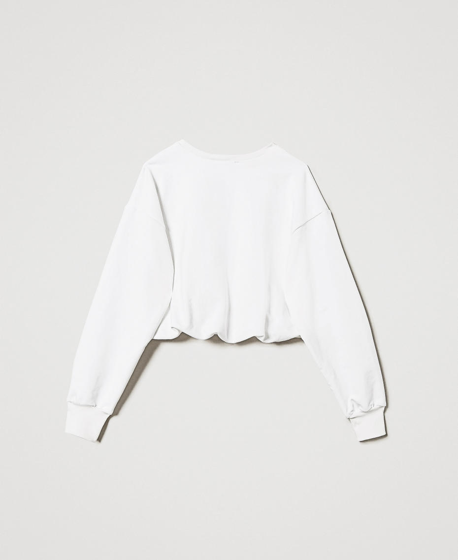 Sweatshirt mit aufgesticktem „Oval T“ "Ice"-Weiß Mädchen 251GJ2584_00808_S1