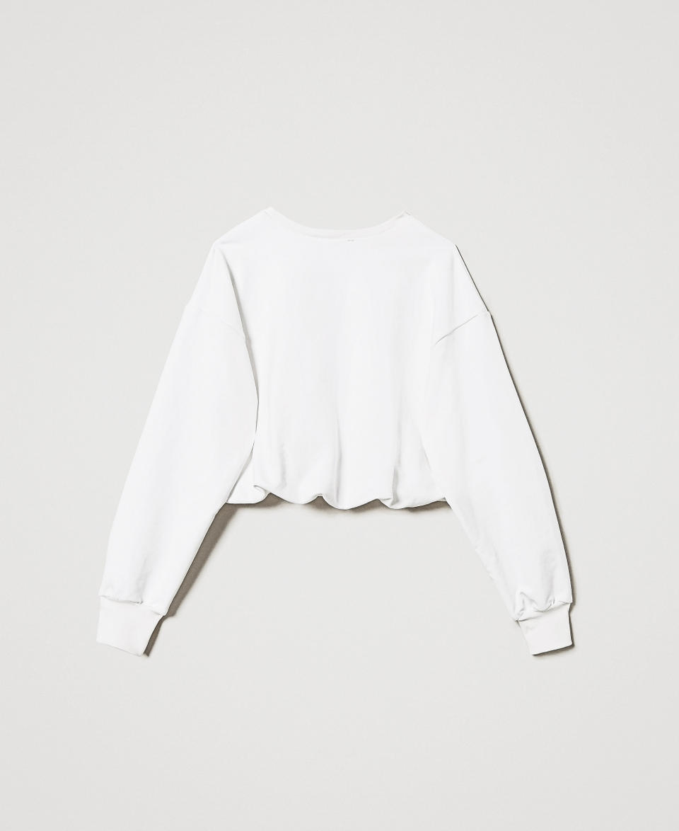Sweatshirt with embroidered Oval T "Ice" White Girl 251GJ2584_00808_S1