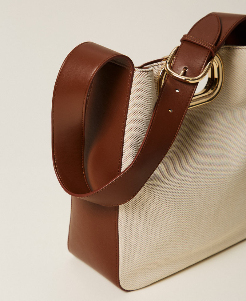 Lila canvas hobo bag Natural White Woman 261TD8160_00497_03