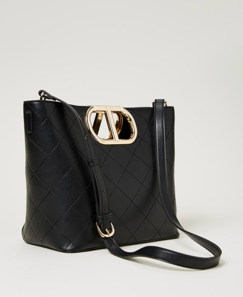 ‘Lila’ quilted shopper bag with Oval T handle Black Woman 242TD8160_00006_03