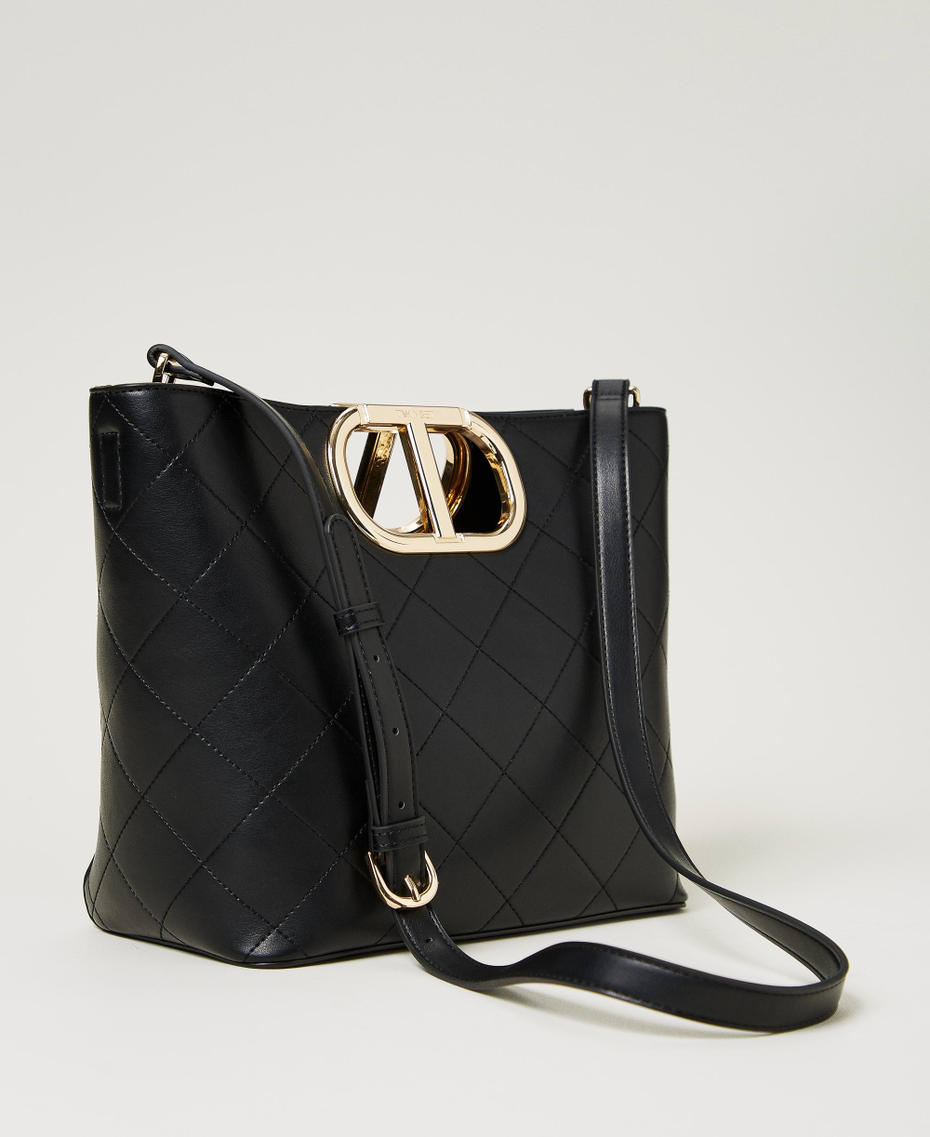 ‘Lila’ quilted shopper bag with Oval T handle Black Woman 242TD8160_00006_03