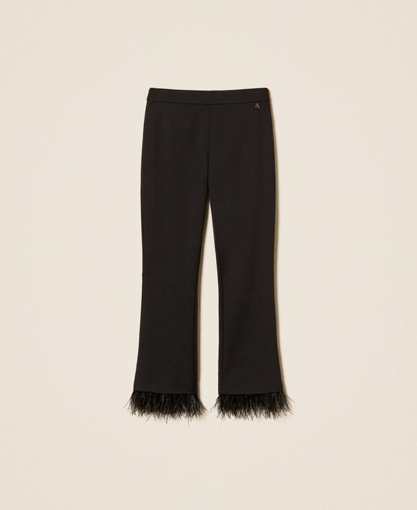 Flared trousers with feathers