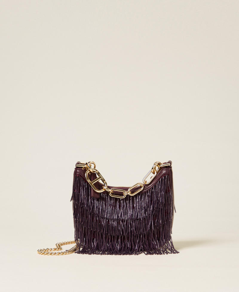 Croissant bag with bead fringes Purple Eden Woman 252TD8240_12635_01