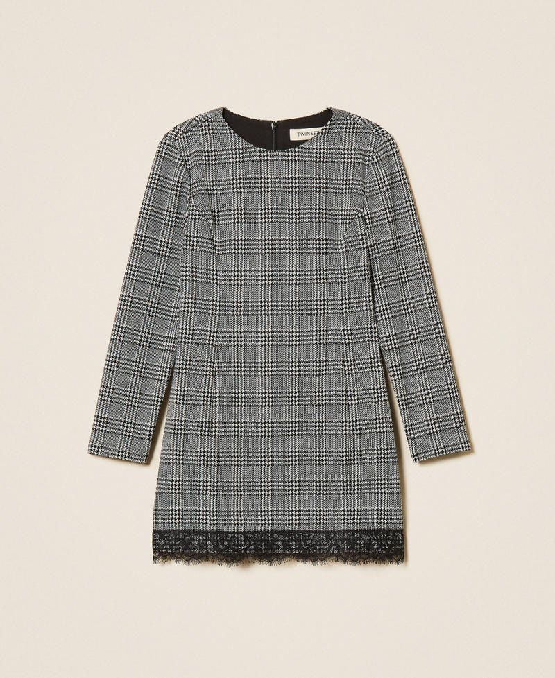 Robe courte en prince de Galles avec dentelle