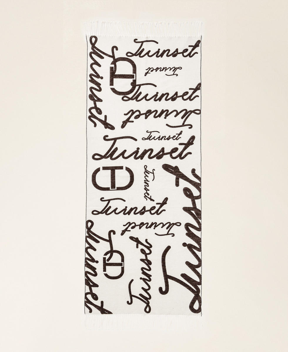 Étole jacquard avec inscription siglée Bicolore Natural Clair/Marron « Black Chocolate » Femme 252TO5061_12913_05