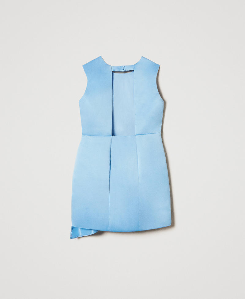 Short duchesse dress with rose Light Paper Blue Girl 251GJ2501_12148_S1