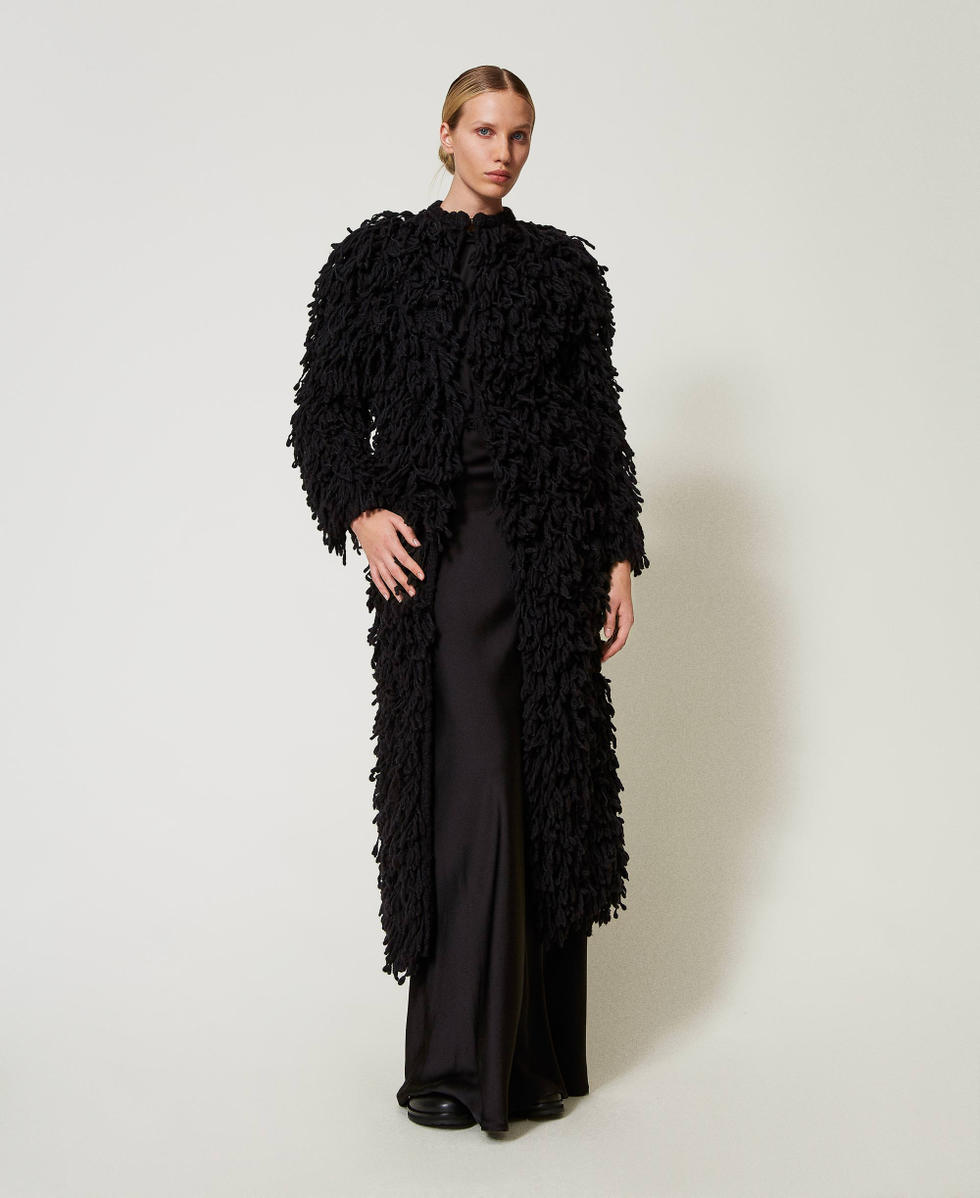Elizabeth boucle knit coat Woman Black TWINSET Milano