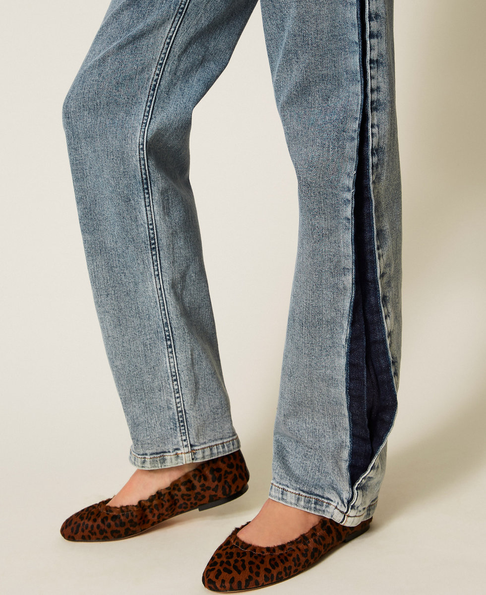 Two-tone five-pocket jeans Two tone Light/Dark Denim Woman 252LI2HBB_12680_05