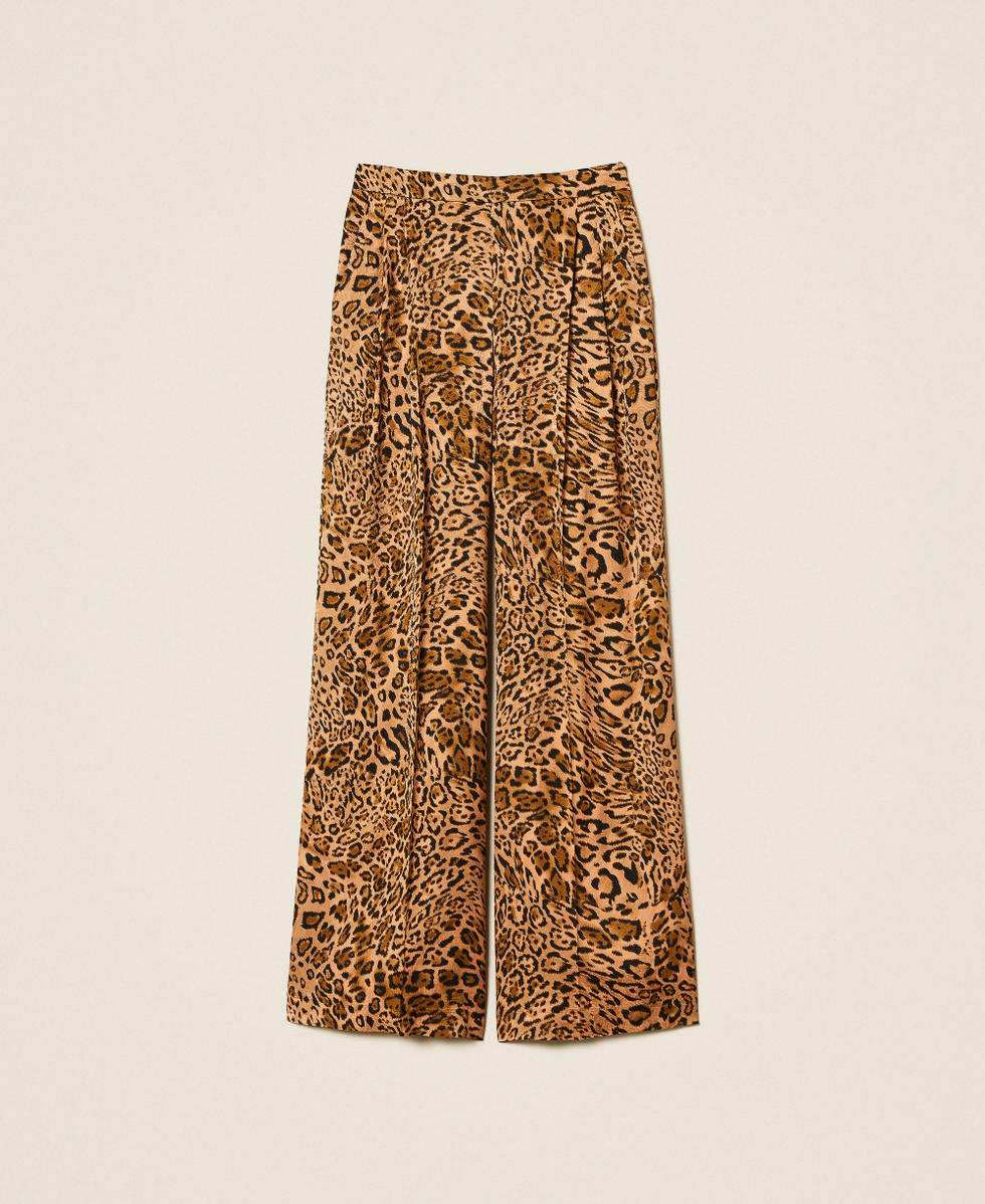 Animal print jacquard trousers