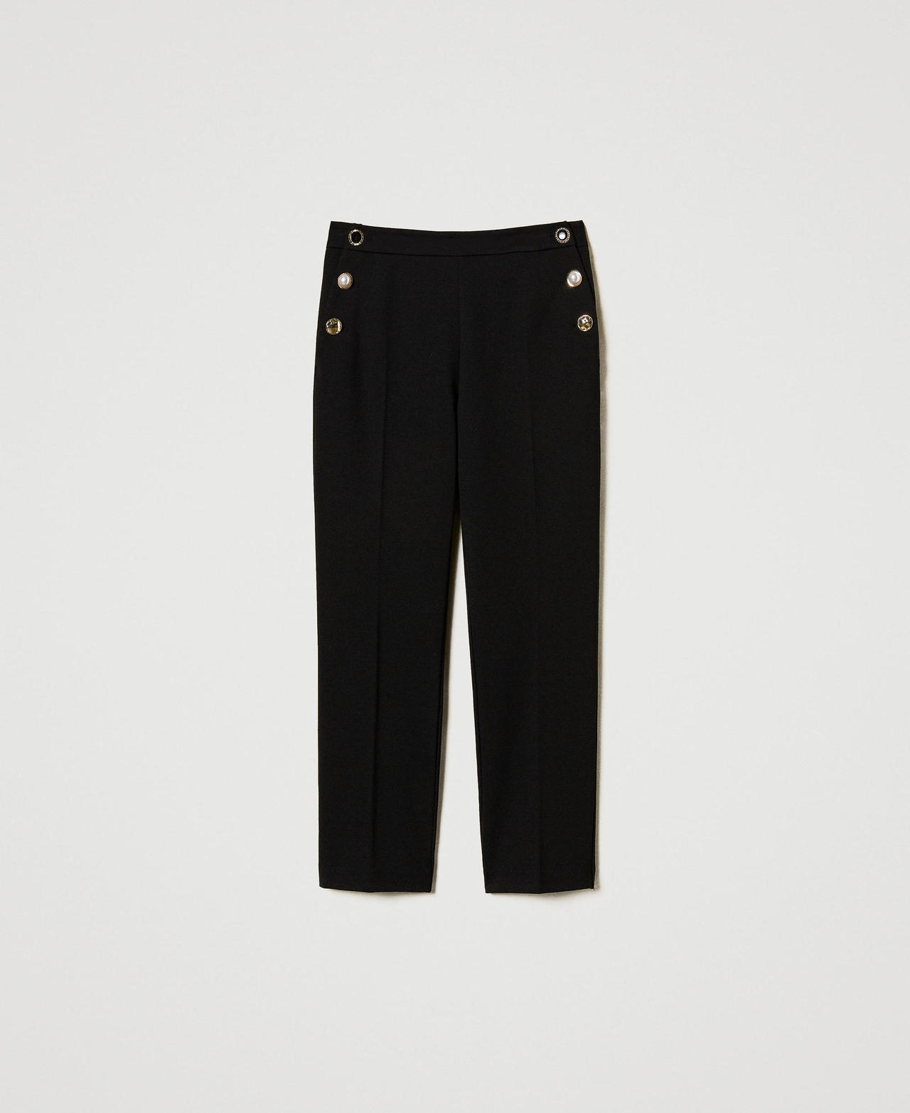 Trousers with jewel buttons Black Woman 251TP2137_00006_0S
