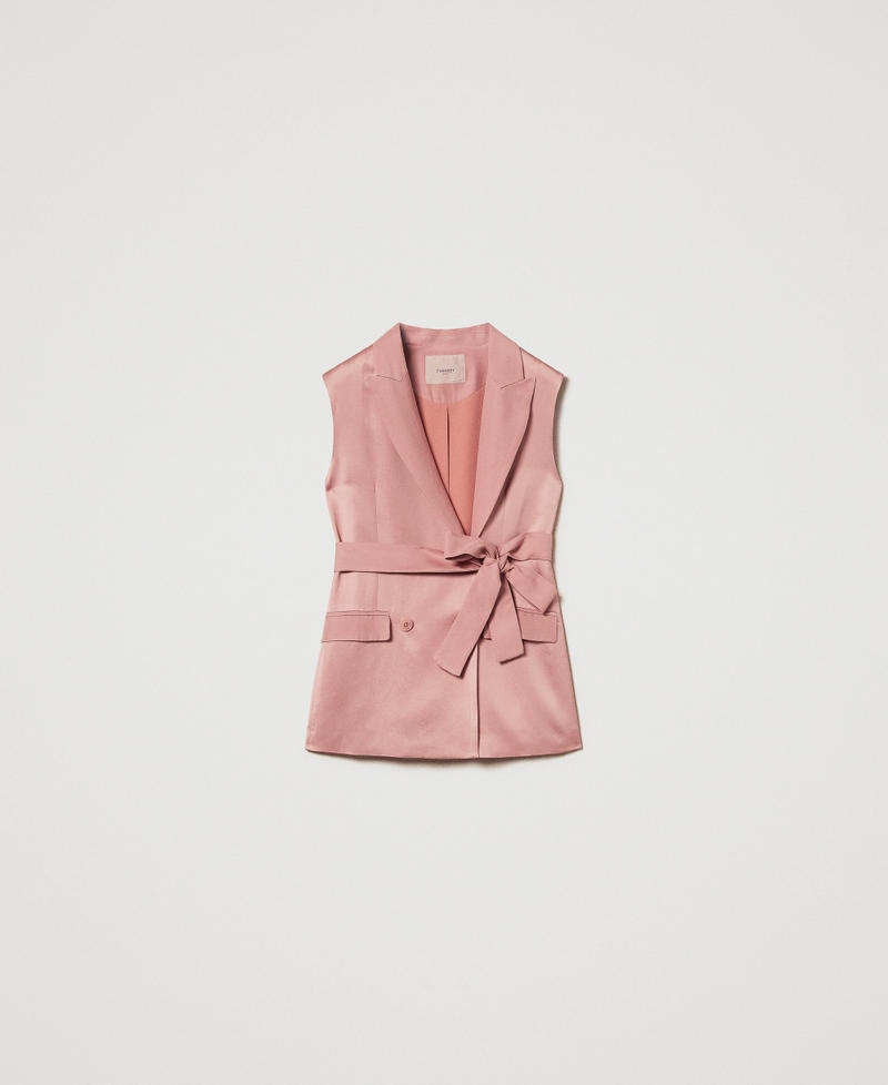 Envers satin waistcoat with belt Dusty Coral Woman 251TT2275_12364_S0