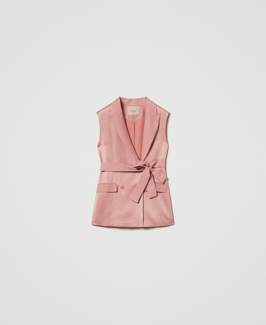 Envers satin waistcoat with belt Dusty Coral Woman 251TT2275_12364_S0