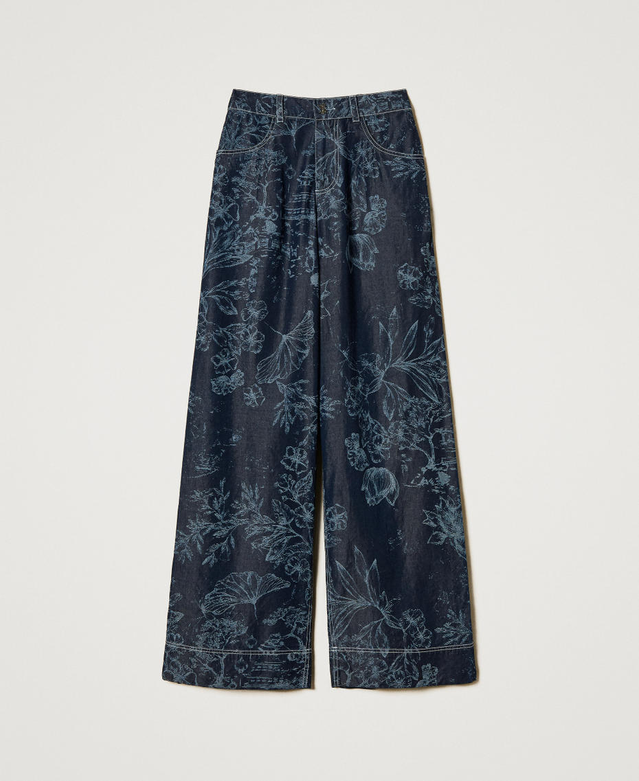 MYFO palazzo trousers in floral denim Denim Toile de Jouy Woman 251AQ2112_12433_S0