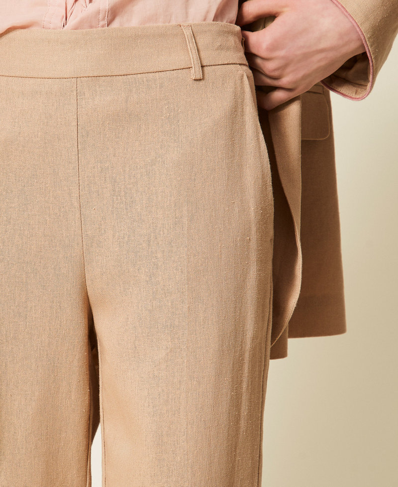 Linen blend trousers Natural Beige Woman 261TF2023_12559_04