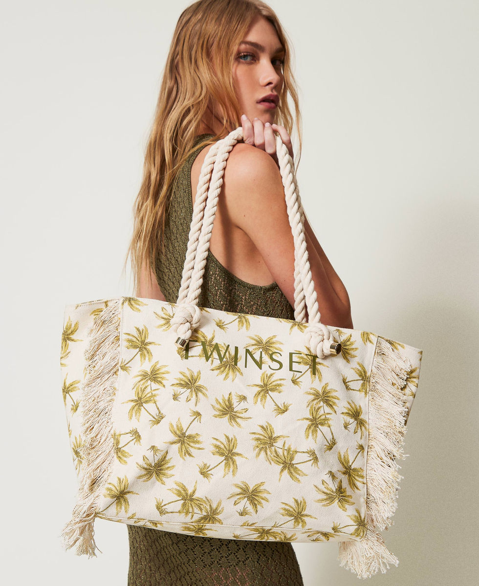 Accessorize Canvas Borse Spiaggia Twin Set Borsa Shopper In Canvas