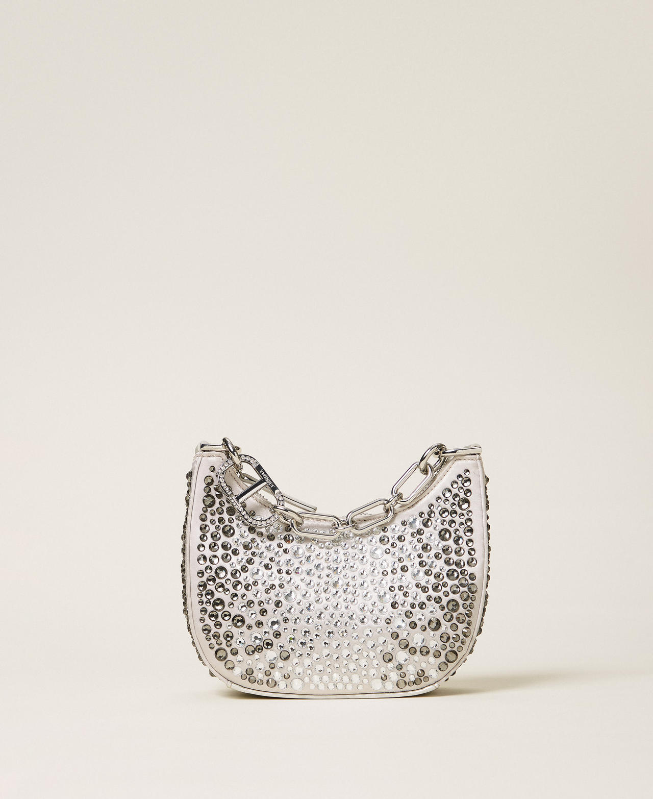 'Croissant' bag with rhinestones Silver Woman 252TB7213_00995_01