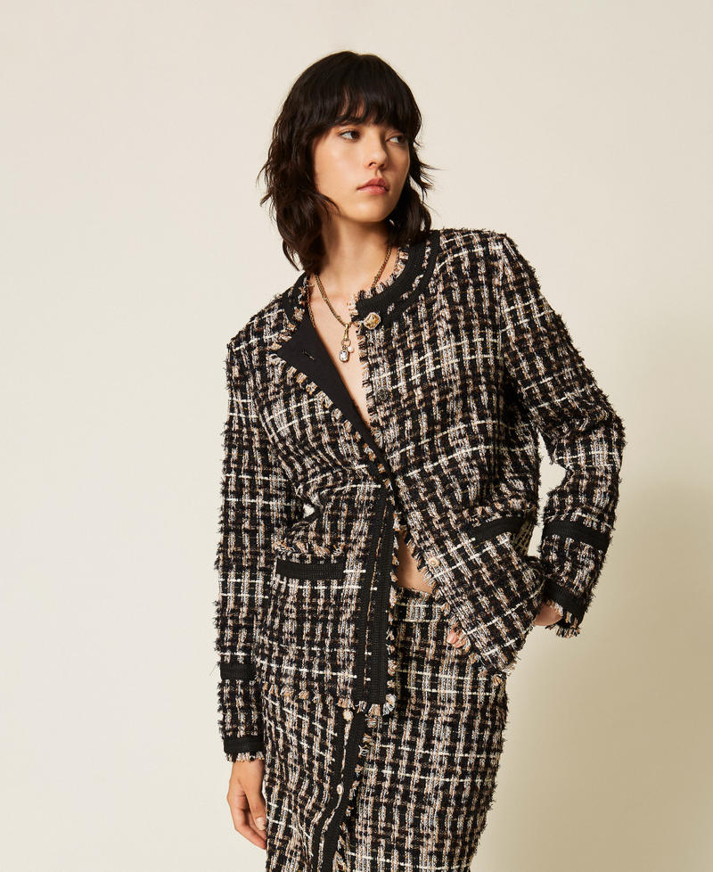 Blouson Myfo en tissu boucl&eacute; avec boutons bijoux