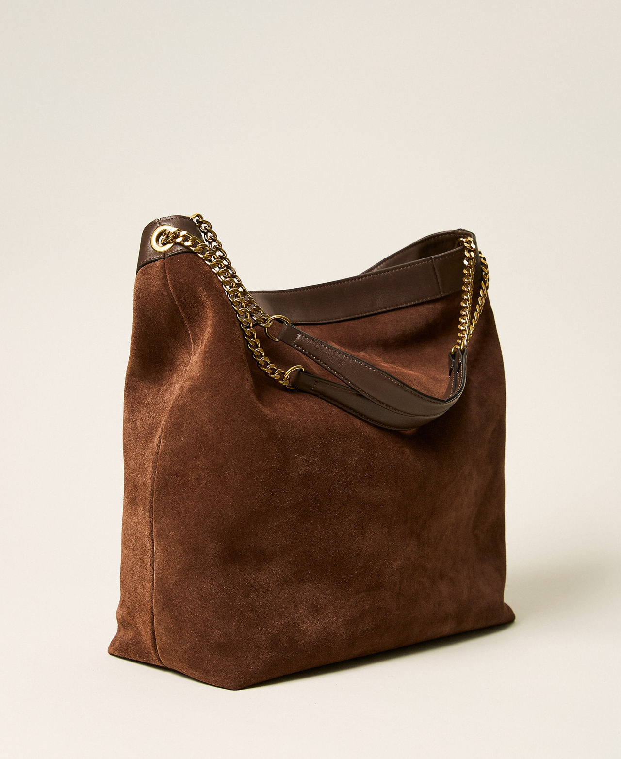 Borsa hobo in suede con logo Chocolate Lab Donna 262TD8160_10780_03