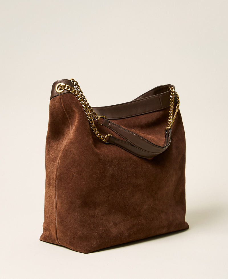 Borsa hobo in suede con logo Chocolate Lab Donna 262TD8160_10780_03