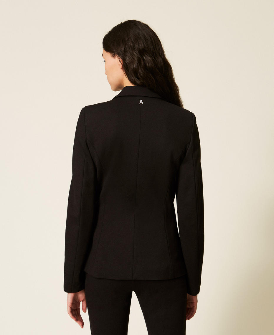 Giacca blazer con spilla a fiore Nero Donna 261AP2147_00006_03