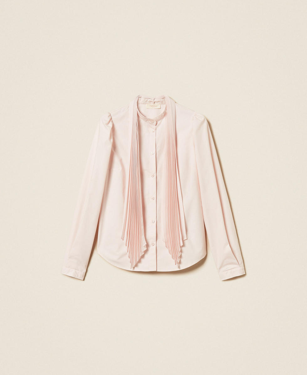 Camicia in popeline con fusciacca pliss&eacute;